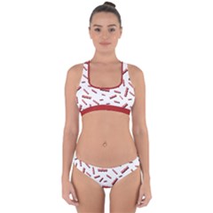 Funny Bacon Slices Pattern Infidel Red Meat Cross Back Hipster Bikini Set by genx