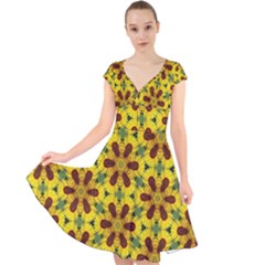 Ml 147 Cap Sleeve Front Wrap Midi Dress by ArtworkByPatrick