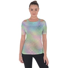 Pastel Mermaid Sparkles Shoulder Cut Out Short Sleeve Top by retrotoomoderndesigns