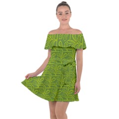 Oak Tree Nature Ongoing Pattern Off Shoulder Velour Dress by Mariart