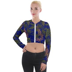 Fern Blue Long Sleeve Cropped Velvet Jacket by snowwhitegirl
