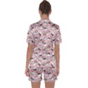 Vintage Lamb Pattern Pink Satin Short Sleeve Pyjamas Set View2