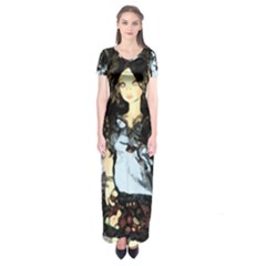 Chocolate Short Sleeve Maxi Dress by snowwhitegirl