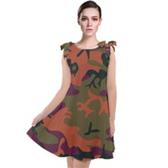 Camouflage Orange Tie Up Tunic Dress by snowwhitegirl