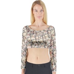 Vintage Singing Heads Long Sleeve Crop Top by snowwhitegirl