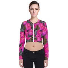 Pink Tulips Long Sleeve Zip Up Bomber Jacket by snowwhitegirl