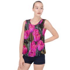 Pink Tulips Bubble Hem Chiffon Tank Top by snowwhitegirl