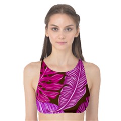 Tropical Pink Leaves Tank Bikini Top by snowwhitegirl