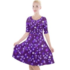 Textile Cross Pattern Square Quarter Sleeve A-line Dress by Pakrebo