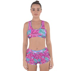 Leaves Tropical Reason Stamping Racerback Boyleg Bikini Set by Pakrebo
