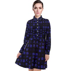 Neon Oriental Characters Print Pattern Long Sleeve Chiffon Shirt Dress by dflcprintsclothing