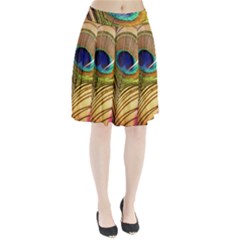 Peacock Feather Colorful Peacock Pleated Skirt by Pakrebo