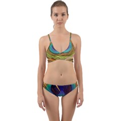 Peacock Feather Bird Colorful Wrap Around Bikini Set by Pakrebo