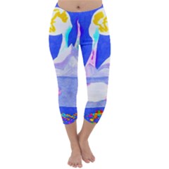 Angel s City In Blue Capri Winter Leggings  by okhismakingart