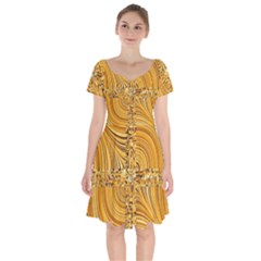 Electric Field Art Viii Short Sleeve Bardot Dress by okhismakingart