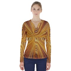 Electric Field Art Xxvi V-neck Long Sleeve Top by okhismakingart