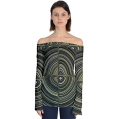 Electric Field Art Xxxii Off Shoulder Long Sleeve Top by okhismakingart