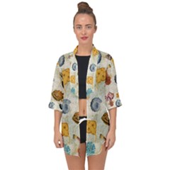 Sea World Vintage Pattern Open Front Chiffon Kimono by Valentinaart