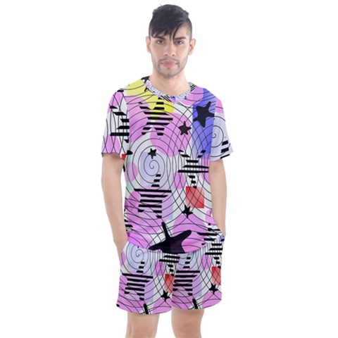 Stars And Spirals Men s Mesh Tee And Shorts Set by okhismakingart