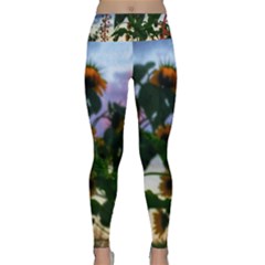 Sunflowers And Wild Weeds Lightweight Velour Classic Yoga Leggings by okhismakingart