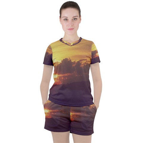 Early Sunset Women s Tee And Shorts Set by okhismakingart