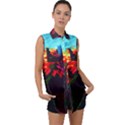 Neon Cone Flower Sleeveless Chiffon Button Shirt View1