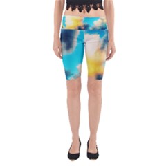 Pale Clouds Yoga Cropped Leggings by okhismakingart