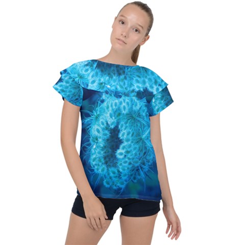 Blue Closing Queen Annes Lace Ruffle Collar Chiffon Blouse by okhismakingart