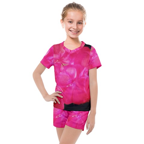 Single Geranium Blossom Kids  Mesh Tee And Shorts Set by okhismakingart
