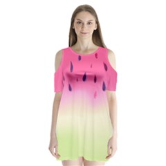 Watermelon Pastel Gradient Pink Watermelon Pastel Gradient Shoulder Cutout Velvet One Piece by genx
