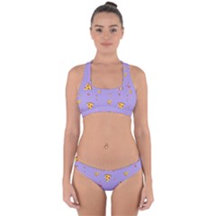 Pizza Pattern Violet Pepperoni Cheese Funny Slices Cross Back Hipster Bikini Set by genx