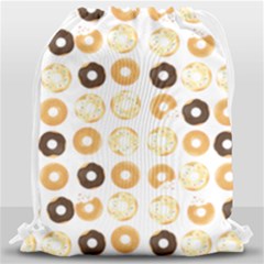 Donuts Pattern With Bites Bright Pastel Blue And Brown Cropped Sweatshirt Drawstring Bag (large) by genx