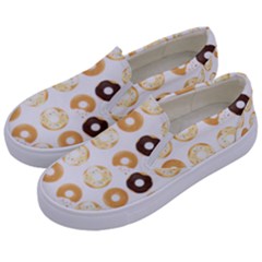 Donuts Pattern With Bites Bright Pastel Blue And Brown Cropped Sweatshirt Kids  Canvas Slip Ons by genx