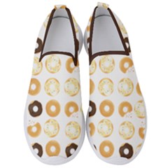 Donuts Pattern With Bites Bright Pastel Blue And Brown Cropped Sweatshirt Men s Slip On Sneakers by genx