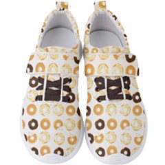Donuts Pattern With Bites Bright Pastel Blue And Brown Cropped Sweatshirt Men s Velcro Strap Shoes by genx