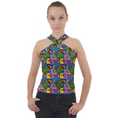 Graffiti 3 1 Cross Neck Velour Top by ArtworkByPatrick