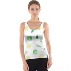 Lemon And Limes Yellow Green Watercolor Fruits With Citrus Leaves Pattern Tank Top by genx