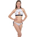 Pigs Handrawn Black And White Square13k Black Pattern Skull Bats Vintage K Cross Front Halter Bikini Set View1