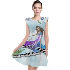 Cute Fairy Dancing On A Piano Tie Up Tunic Dress by FantasyWorld7