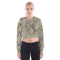 Snakeskin Pattern Lt Brown Cropped Sweatshirt by retrotoomoderndesigns