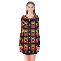 Sweets And  Candy As Decorative Long Sleeve V-neck Flare Dress by pepitasart