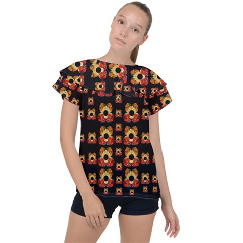 Sweets And  Candy As Decorative Ruffle Collar Chiffon Blouse by pepitasart