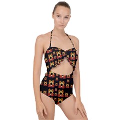 Sweets And  Candy As Decorative Scallop Top Cut Out Swimsuit by pepitasart
