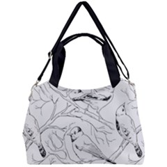 Birds Hand Drawn Outline Black And White Vintage Ink Double Compartment Shoulder Bag by genx