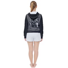Odin On His Throne With Ravens Wolf On Black Stone Texture Women s Tie Up Sweat by snek