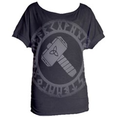 Thor Hammer With Runes Valhalla Tristella Viking Norse Mythology Mjolnir  Women s Oversized Tee by snek