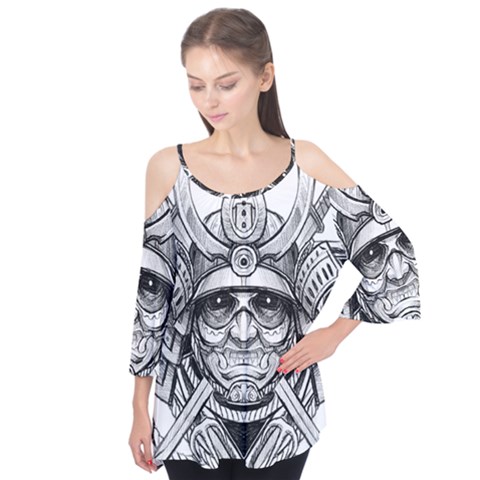 Drawing Samurai Tattoo Sketch Japanese Samurai Flutter Tees by Sudhe