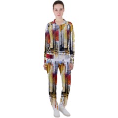 New York City Skyline Vector Illustration Casual Jacket And Pants Set by Sudhe