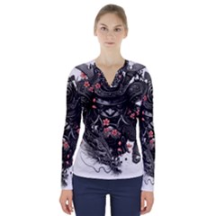 Sleeve Tattoo  Samurai V-neck Long Sleeve Top by Sudhe