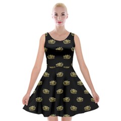 Dragon Head Motif Pattern Design Velvet Skater Dress by dflcprintsclothing